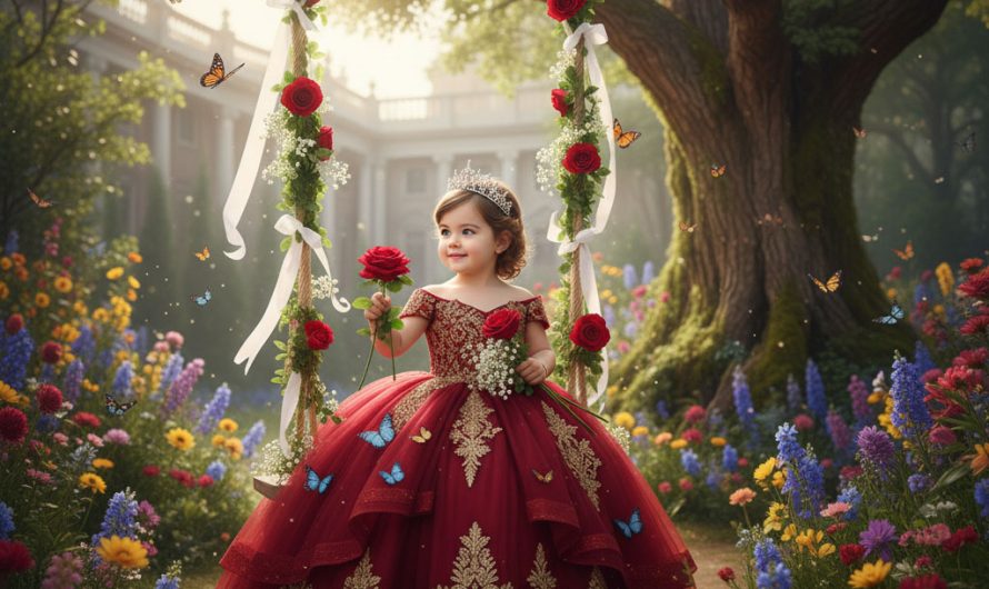 Carnival Princess: Joyful Child Portrait on a Golden Carousel in 2025