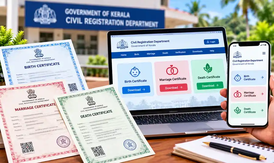 Download birth, marriage and death certificates online Kerala K-SMART
