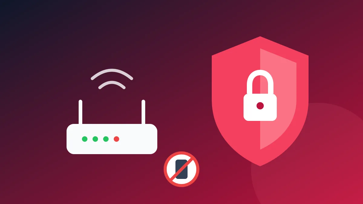 Router and security shield blocking an unknown device from Wi-Fi